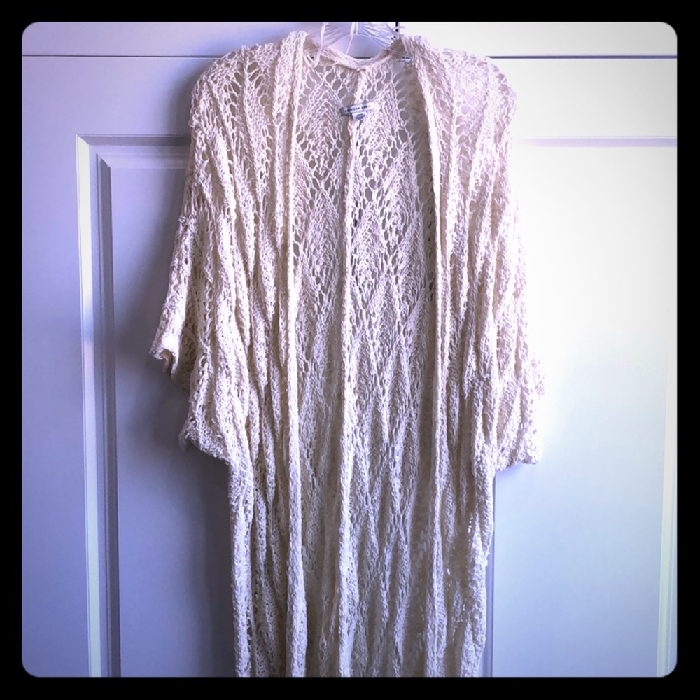 Long length crochet kimono